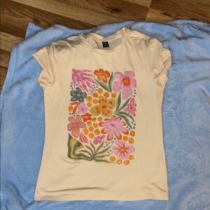Floral Print T-Shirt - Cream